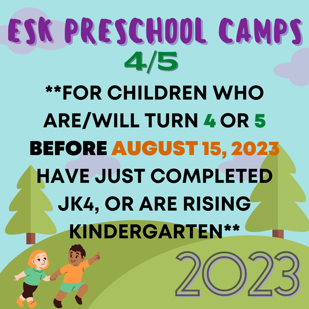 2023 Preschool Summer Camp Week 7: July 24-28, Age 4/5