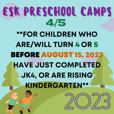 2023 Preschool Summer Camp Week 1: June 5-9, Age 4/5