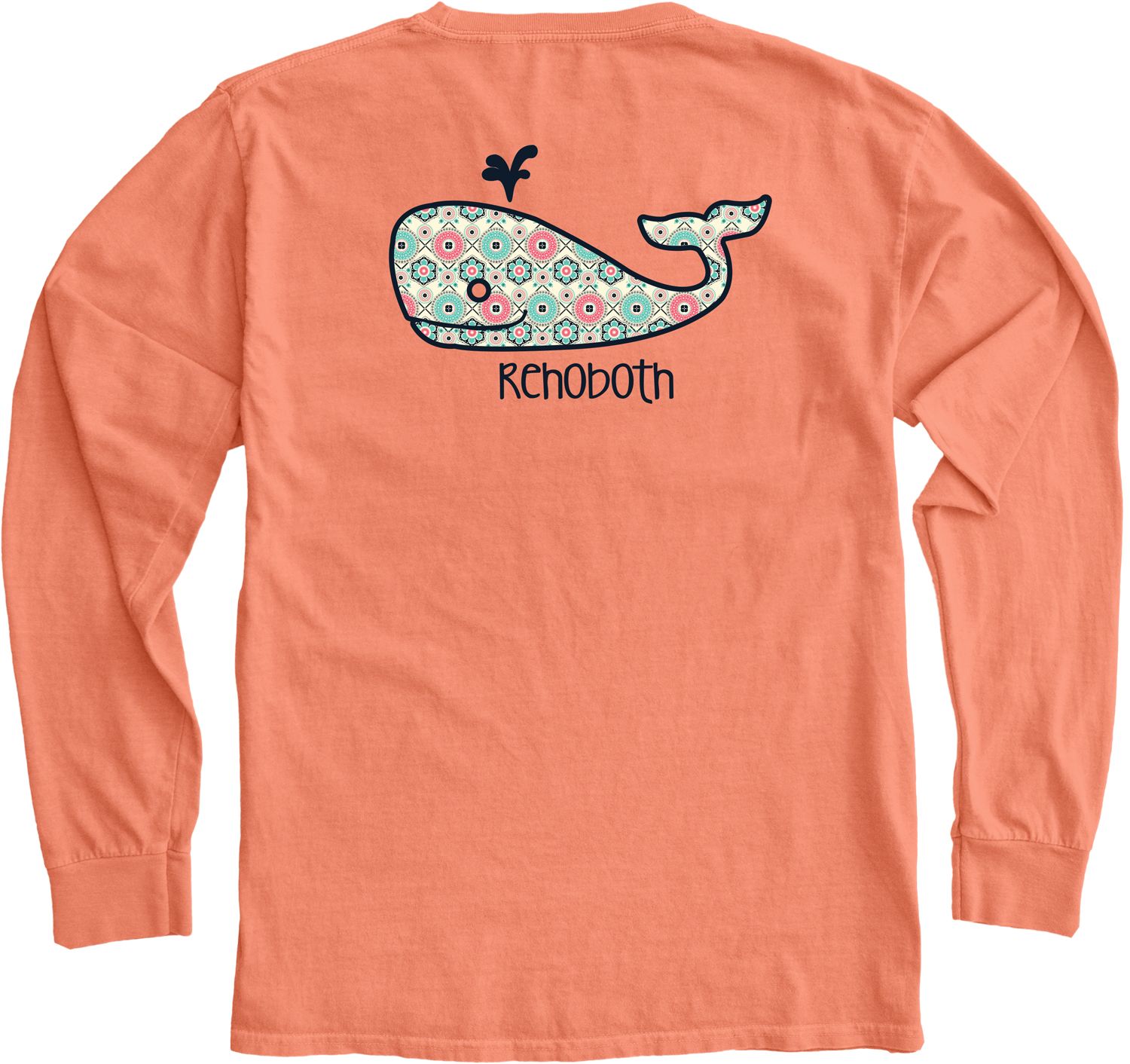 WISH LIST WHALE LS TEE, Color: NEON CORAL, Size: S