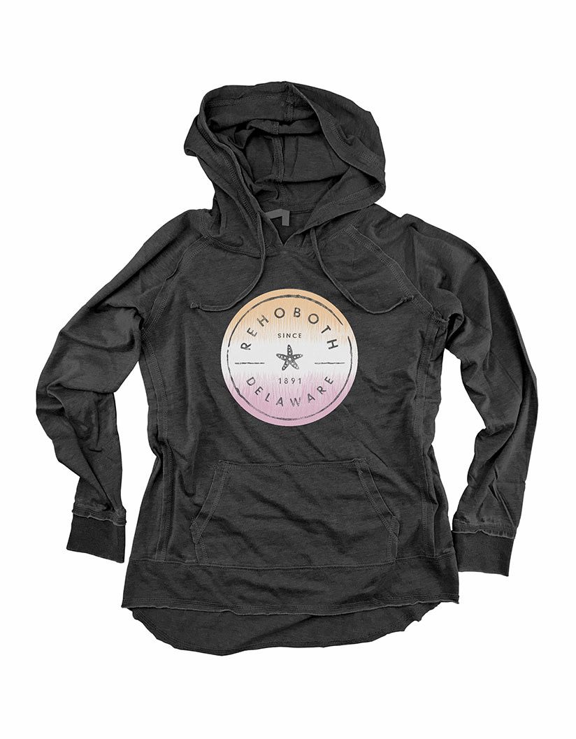 LIGHTWEIGHT WOMENS HOODIE CHARCOAL OMBRE STAR