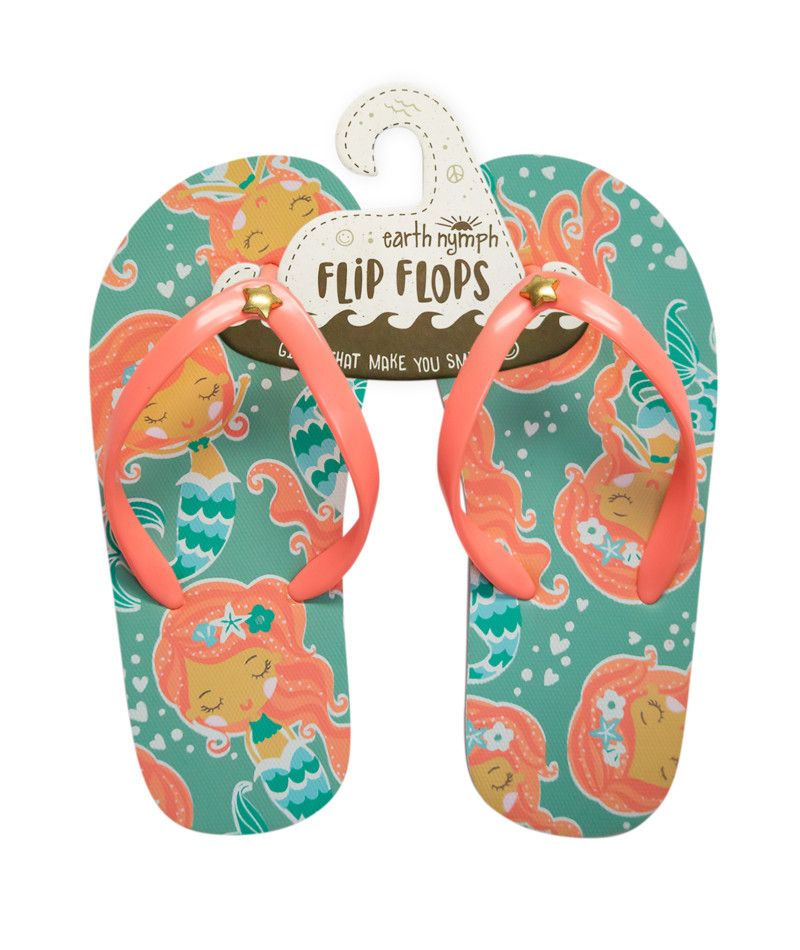 EARTH NYMPH FLIP FLOPS, Color: UNDER THE SEA MERMAID, Size: XS/7-8