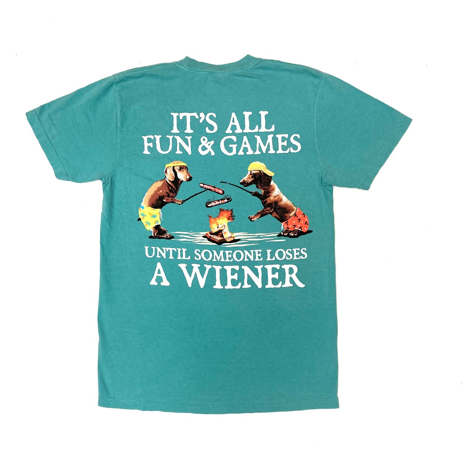 FUN AND GAMES BEACH WEENIE SS TEE, Color: SEAFOAM, Size: S