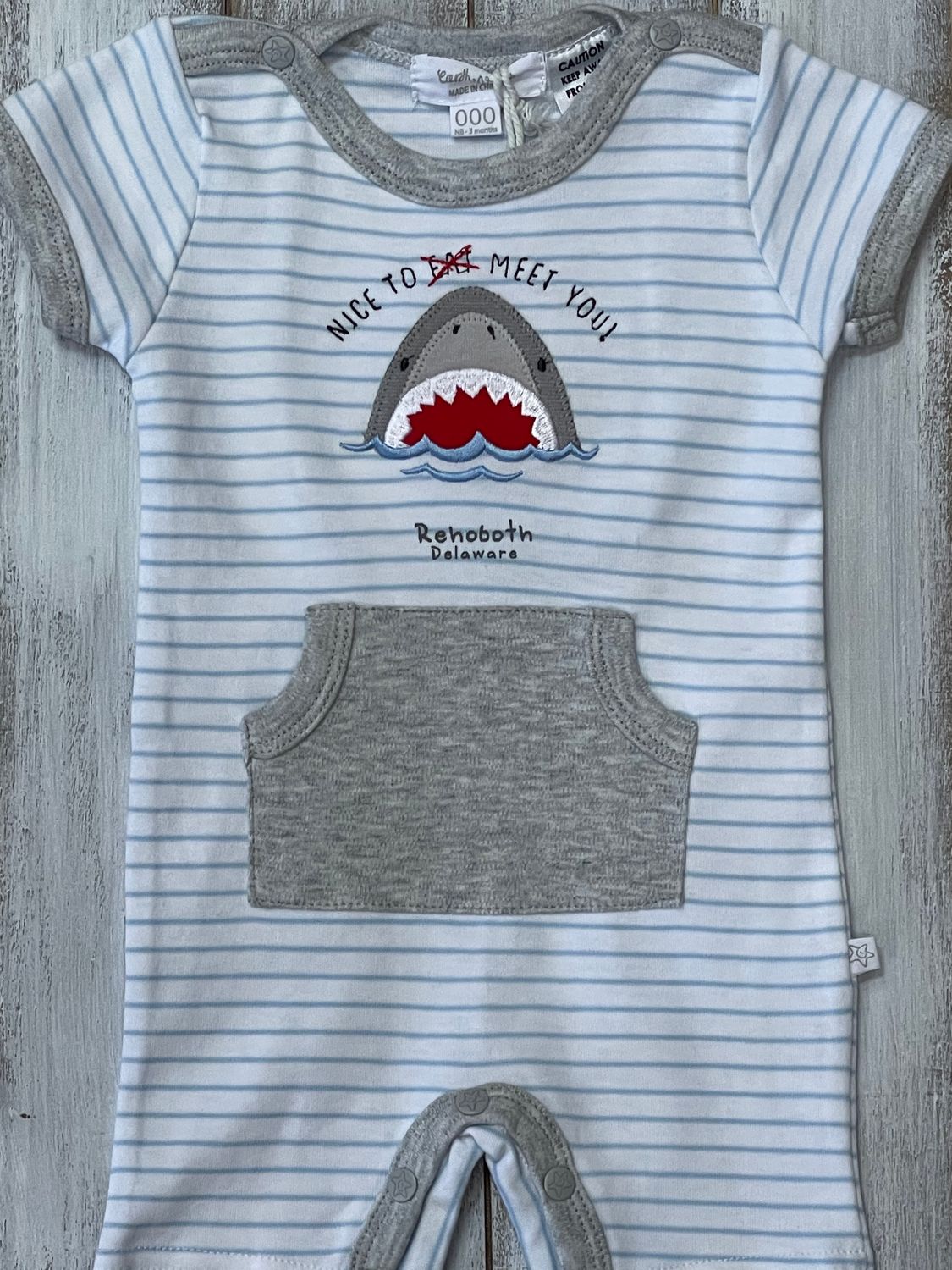 EARTH NYMPH ONESIE EAT YOU SHARK, Size: 0-3 MONTHS