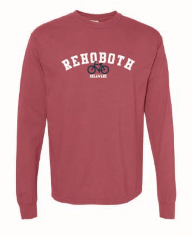 MENS CLASSIC BEACH LS TEE, Color: CRIMSON BIKE, Size: S