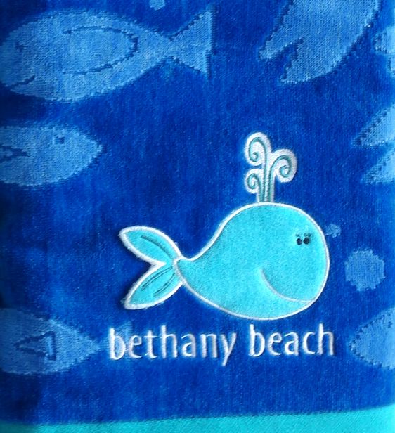 BETHANY EMBROIDERED BEACH TOWEL, Color: BLUE WHALE, Size: 30x60