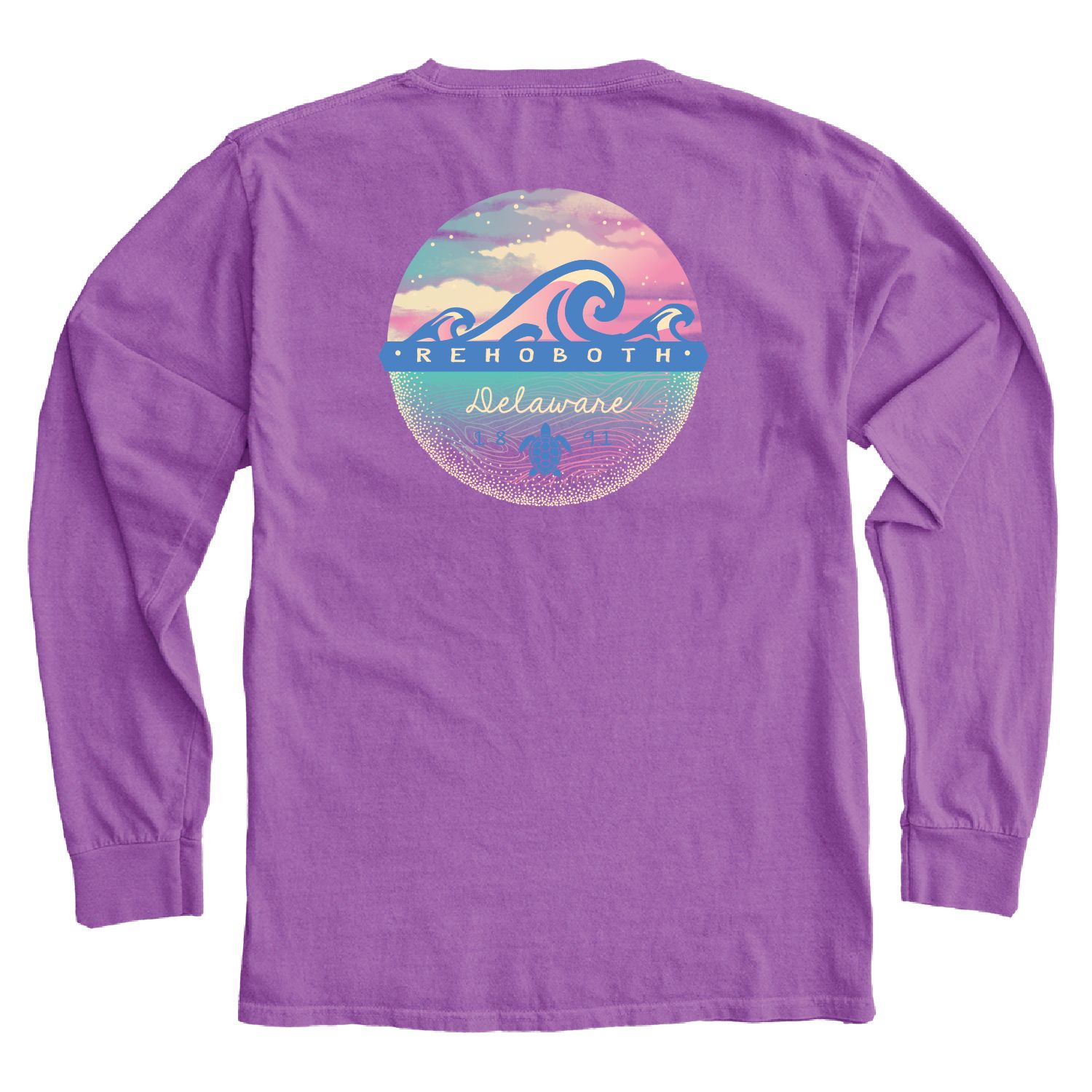 MYTHIC WAVES LS TEE, Color: ELECTRIC PURPLE, Size: S