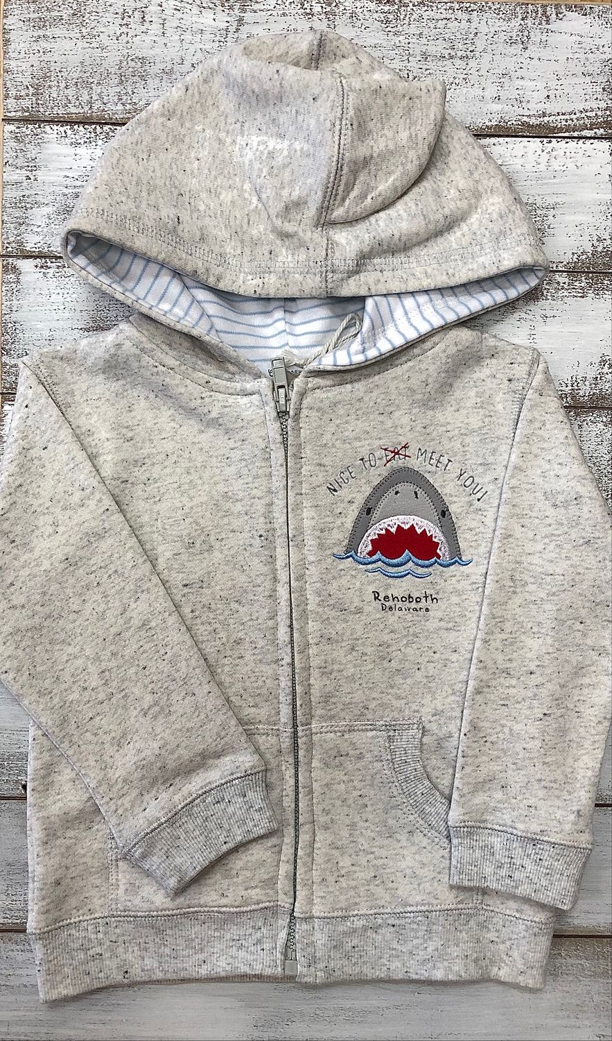 EAT YOU SHARK ZIP HOOD, Size: 6-12 MONTHS