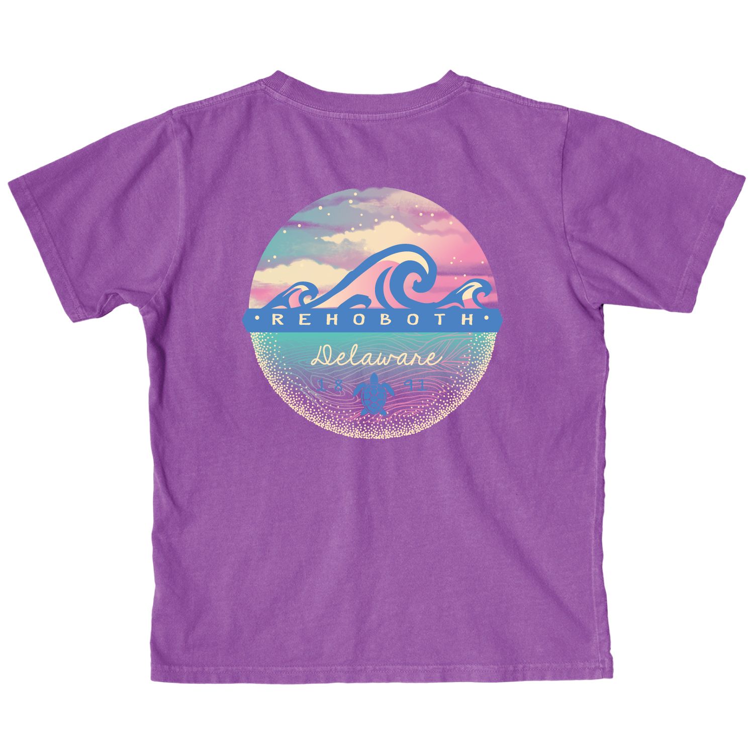 YOUTH MYTHIC WAVES SS TEE, Color: ELECTRIC PURPLE, Size: XS