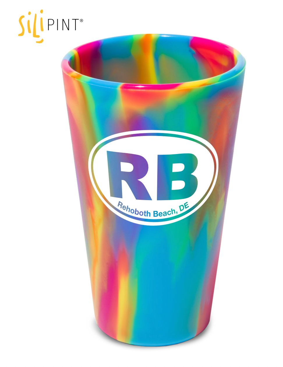 SILICONE 16 OZ PINT GLASS, Color: RAINBOW