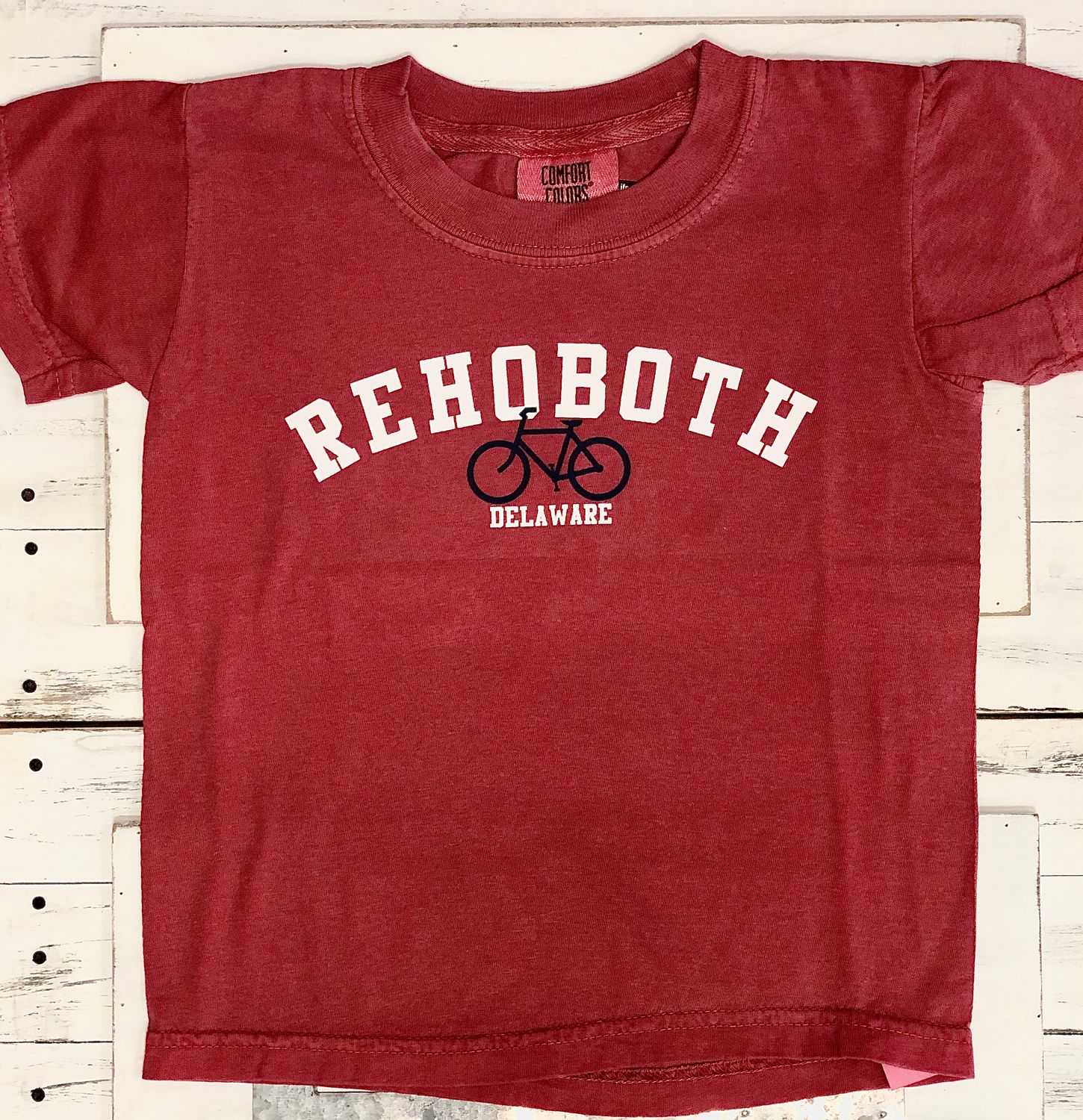 YOUTH CLASSIC BEACH SS TEE CRIMSON BIKE, Size: XXS