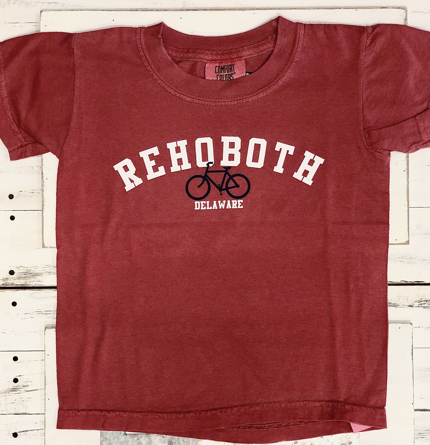 YOUTH CLASSIC BEACH SS TEE CRIMSON BIKE