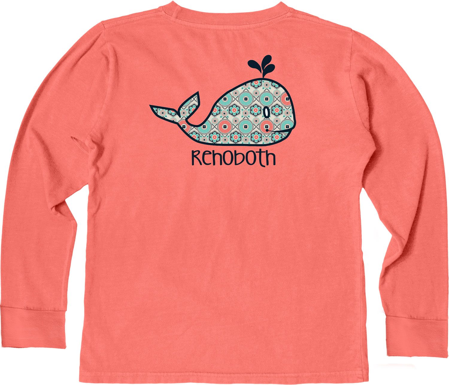 YOUTH WISH LIST WHALE LS TEE, Color: NEON CORAL, Size: XS