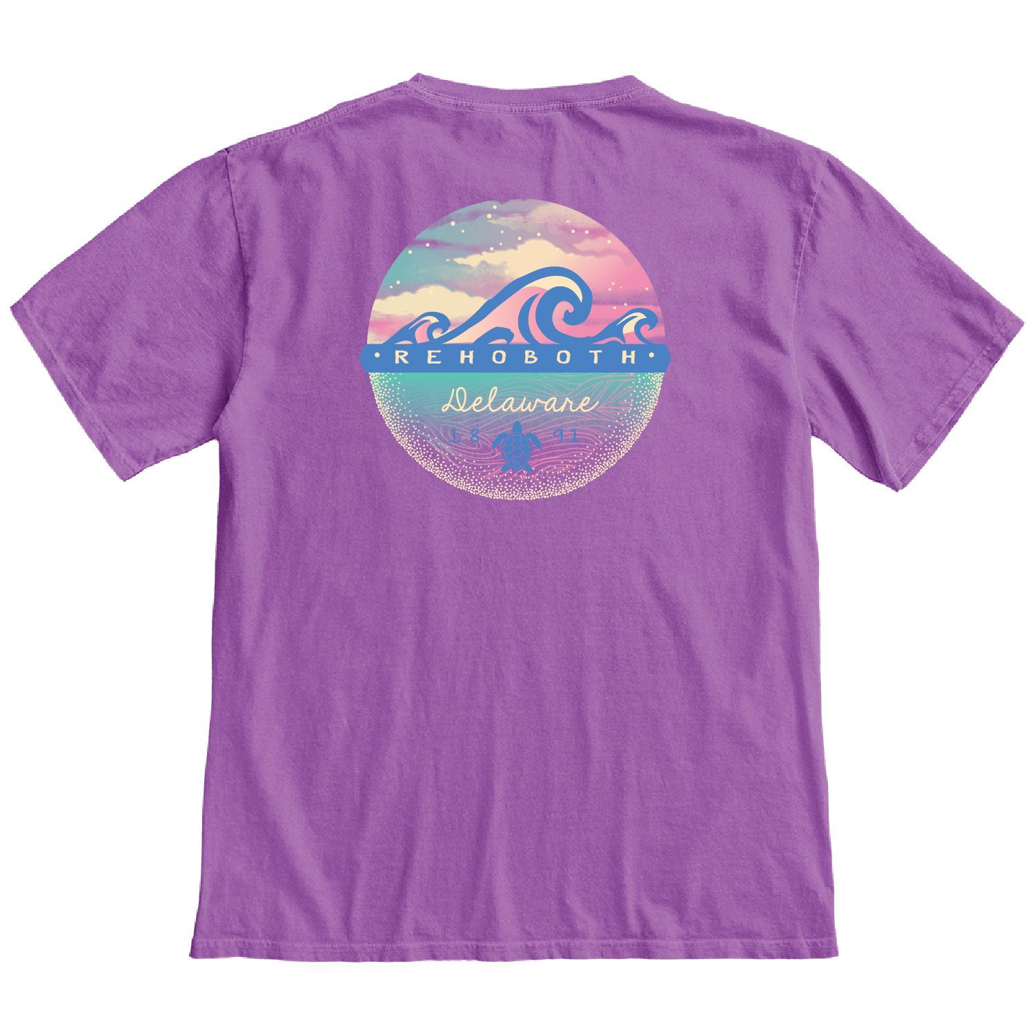 MYTHIC WAVES SS TEE, Color: ELECTRIC PURPLE, Size: S