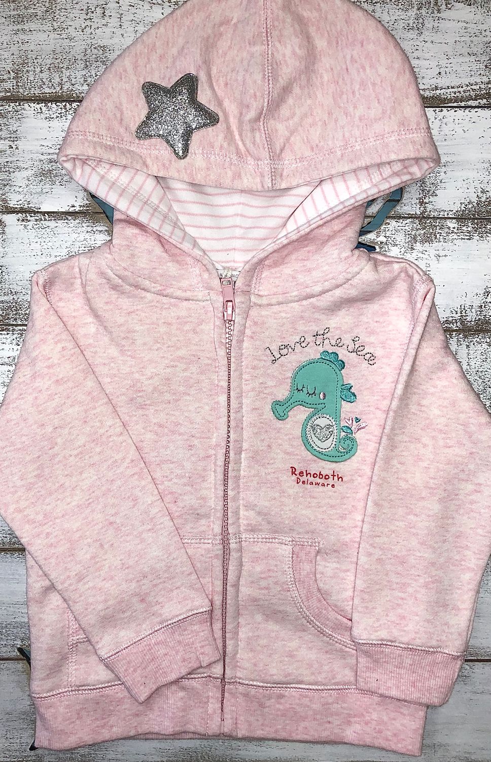 LOVEY SEAHORSE ZIP HOOD, Size: 6-12 MONTHS