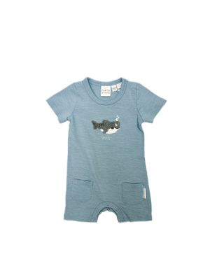 FUZZY SHARKY OCEAN BLUE ONESIE
