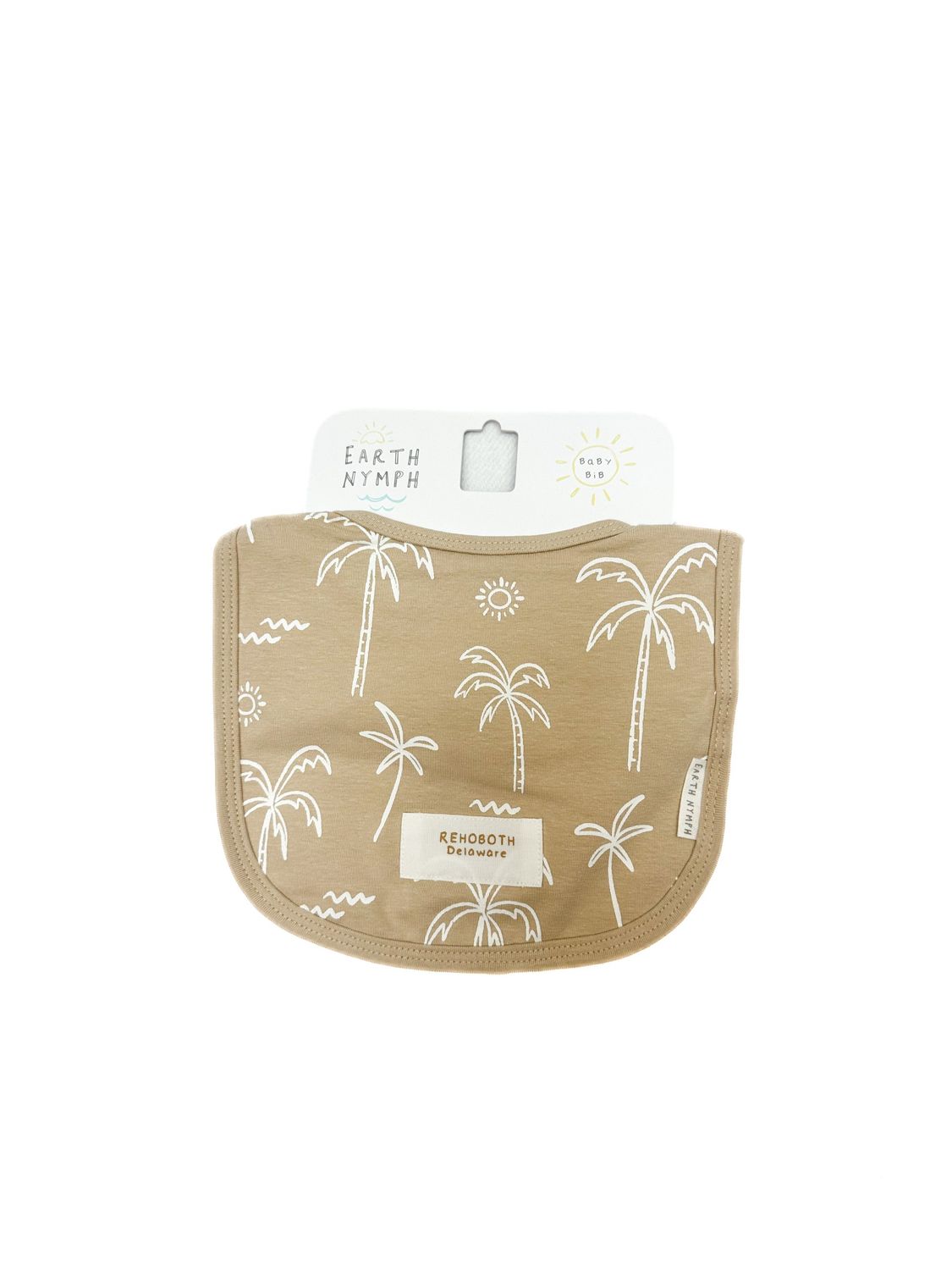 EARTH NYMPH BABY BIB, Color: NEUTRAL SCENIC PALMS