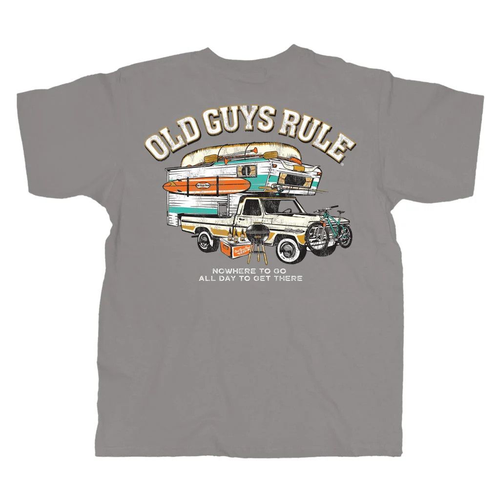 OLD GUYS RULE NOWHERE VACATION SS TEE, Color: GRAVEL, Size: M