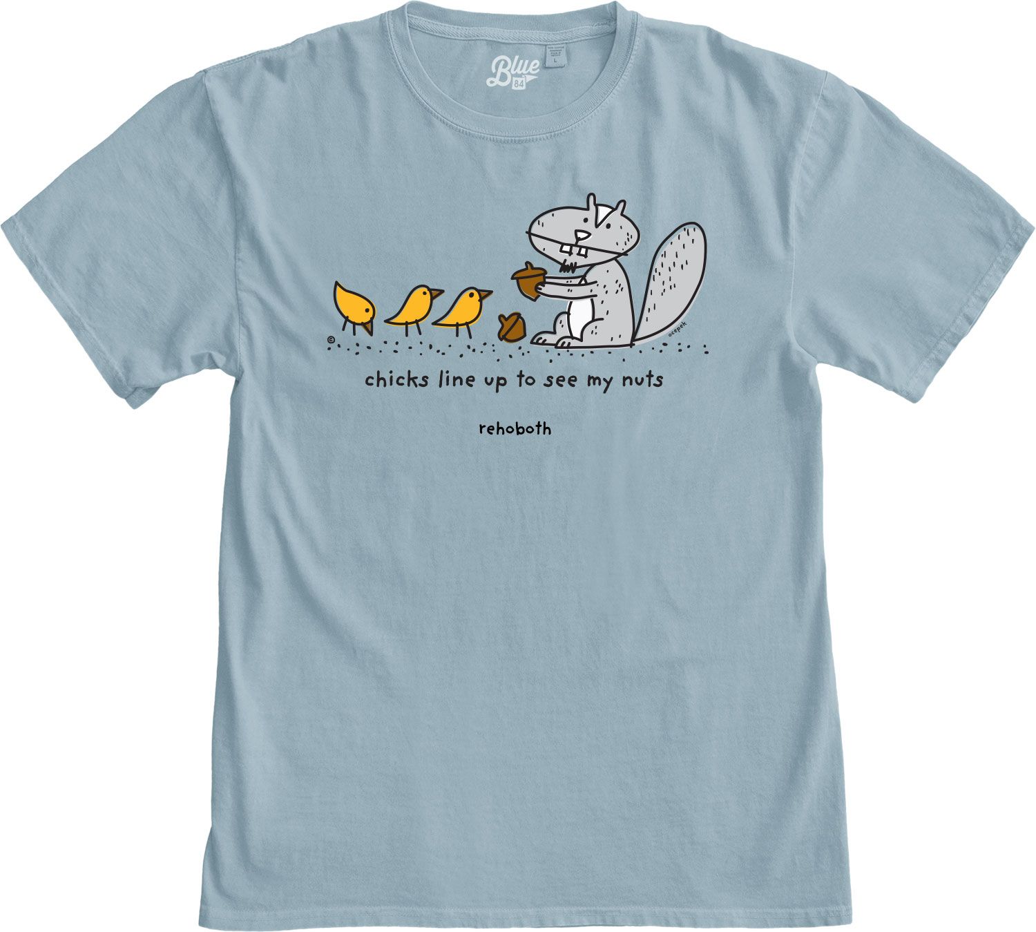 CHICKS LINE UP SQUIRREL SS TEE, Color: DENIM, Size: S