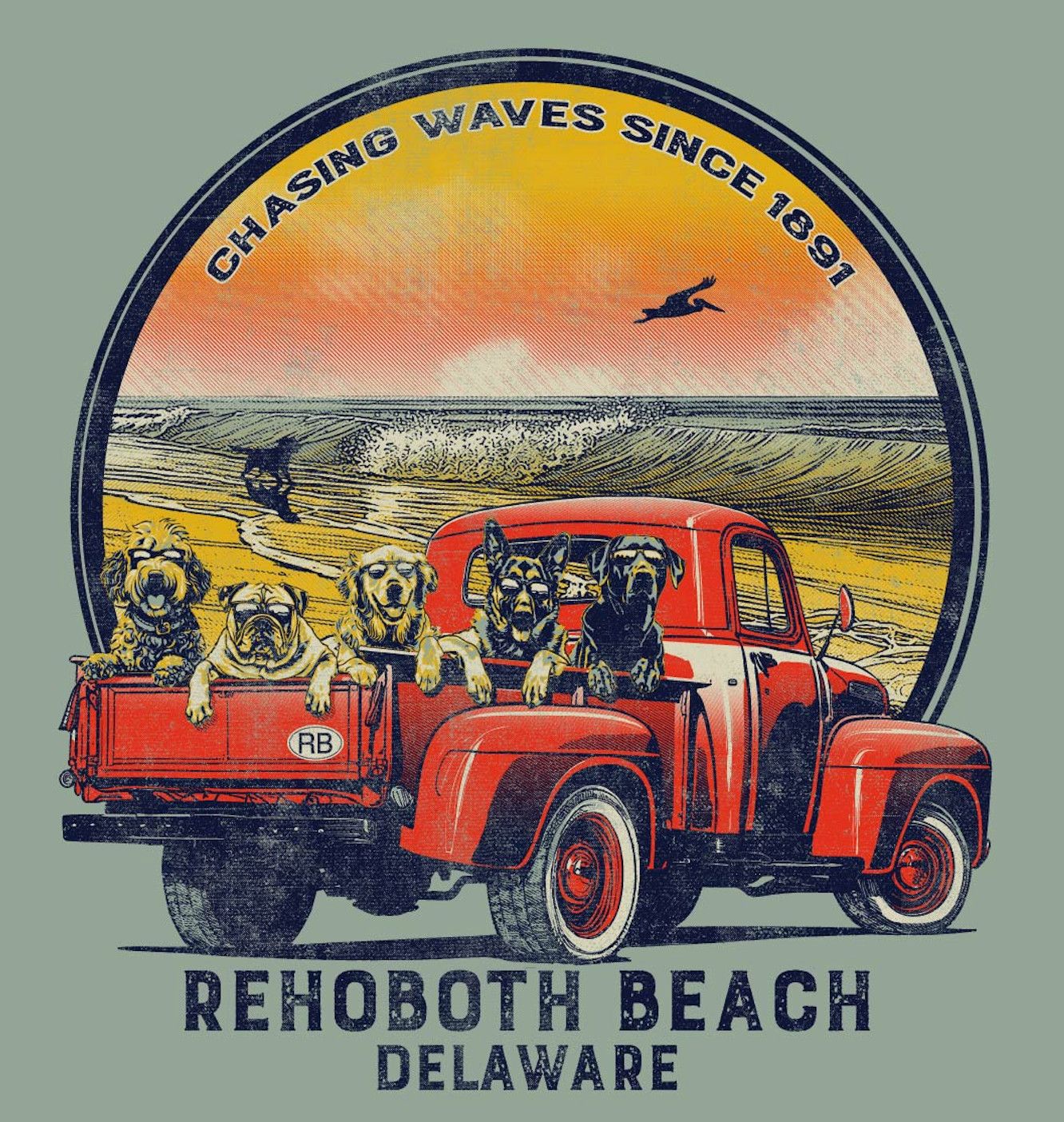 REAP RED TRUCK SS TEE, Color: SEAFOAM, Size: S