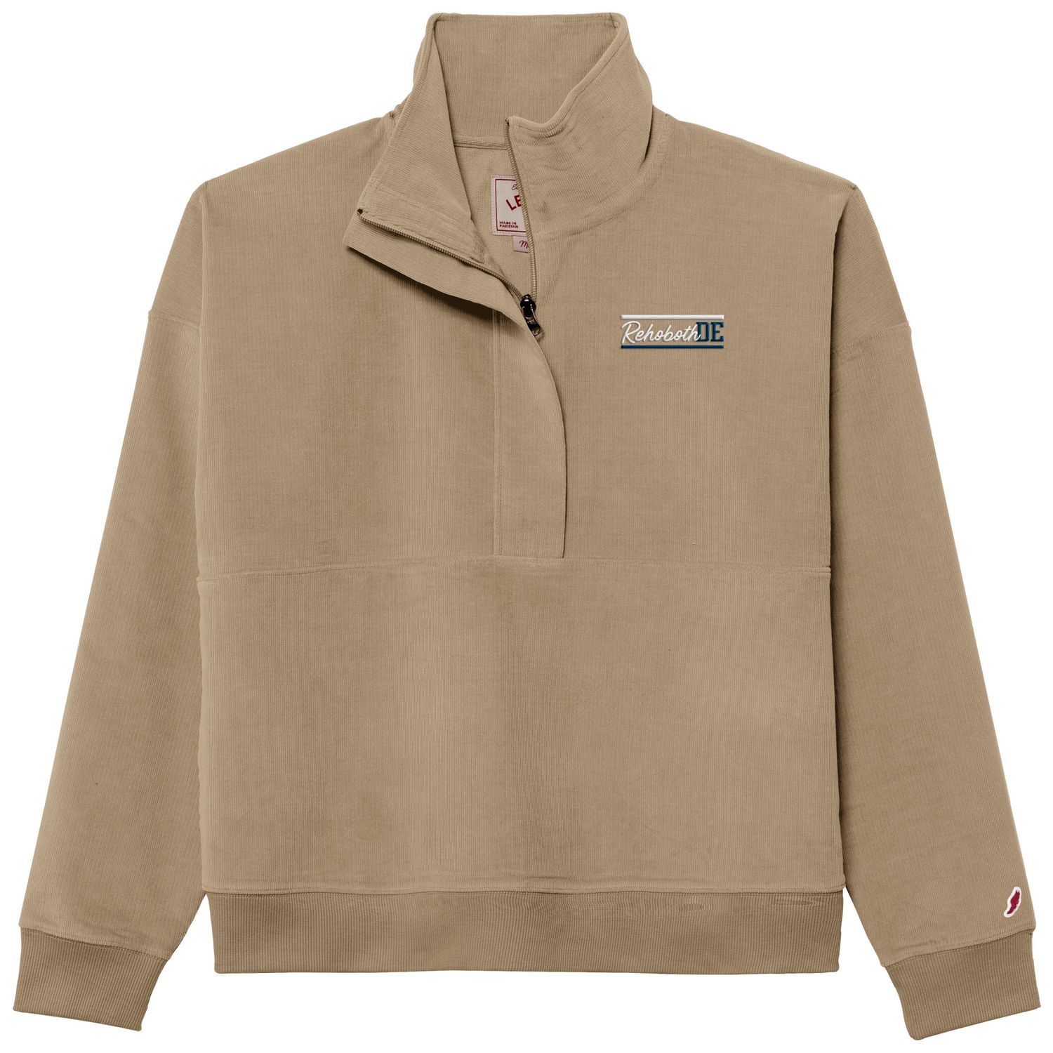 WOMENS CORDED CROP 1/2 ZIP, Color: KHAKI, Size: S