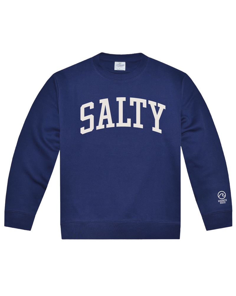 SALTY BEACH CREWNECK, Color: NAVY BLUE, Size: S