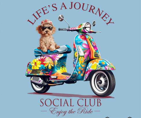 LIFE IS A JOURNEY DOODLE SS TEE, Color: CHAMBRAY, Size: S