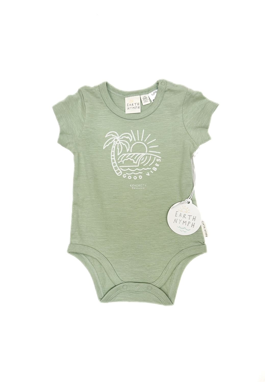 COASTAL SUNRISE SAGE GREEN ONESIE, Size: 0-3 MONTHS