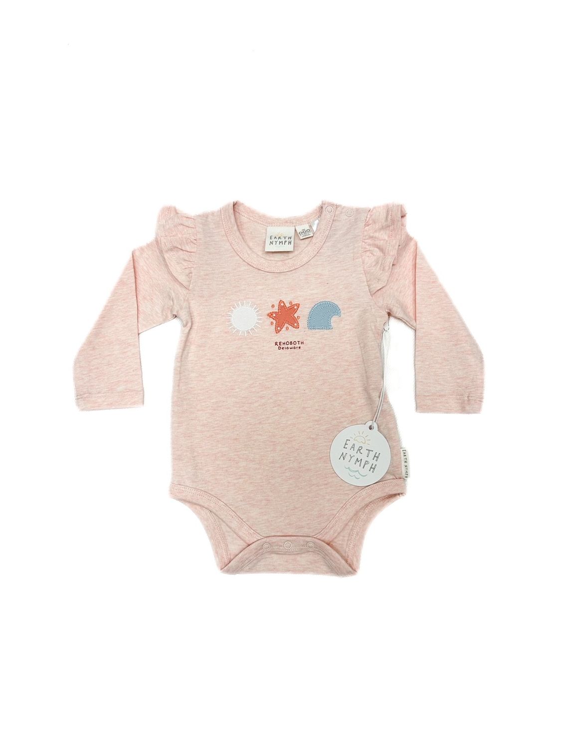 SUMMER BEACH CORAL LS ONESIE, Size: 0-3 MONTHS