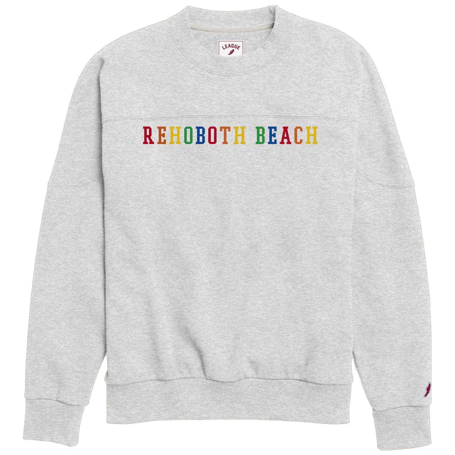 LEAGUE THROWBACK CREWNECK, Color: OXFORD/PRIDE, Size: S