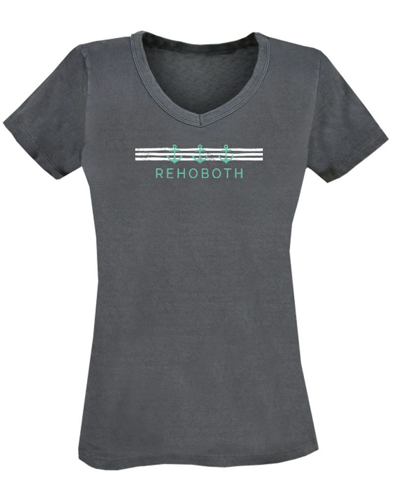 WOMENS ANCHOR STRIPE VNECK TEE