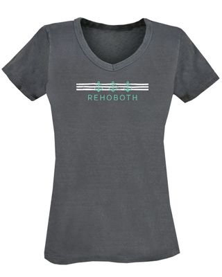 WOMENS ANCHOR STRIPE VNECK TEE