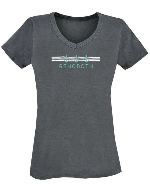 WOMENS ANCHOR STRIPE VNECK TEE