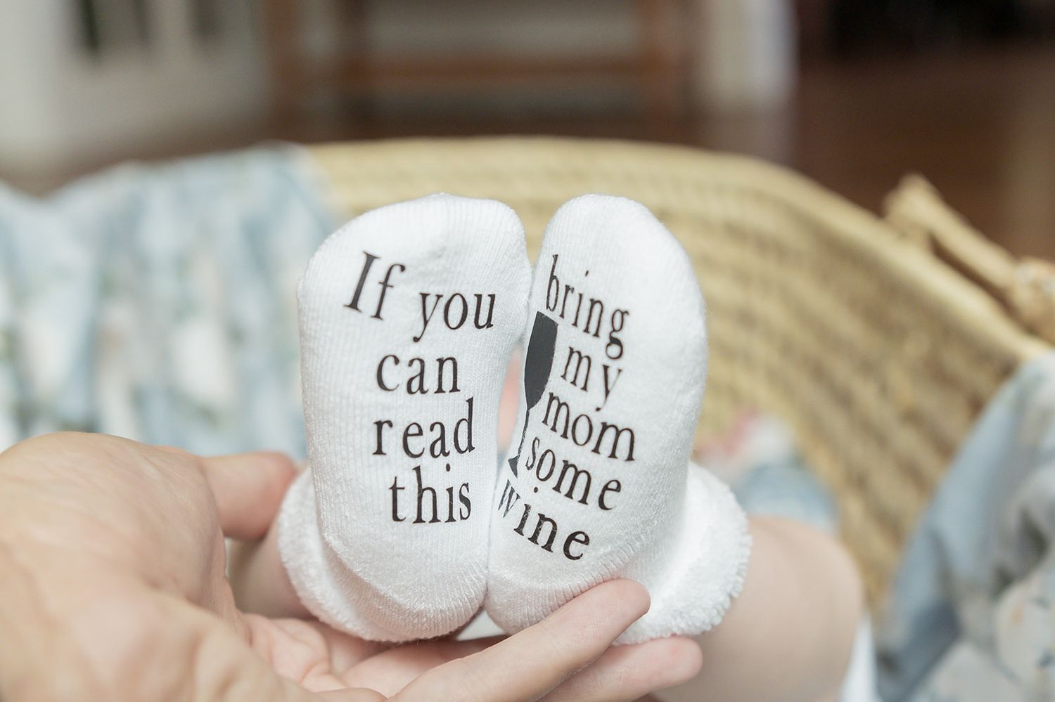ATTITUDE BABY SOCKS, Color: BRING MY MOM SOME WINE, Size: 0-6M