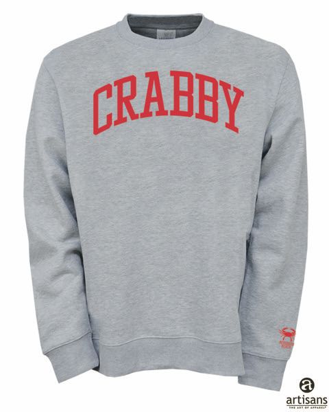 CRABBY BEACH CREWNECK, Color: GREY, Size: S