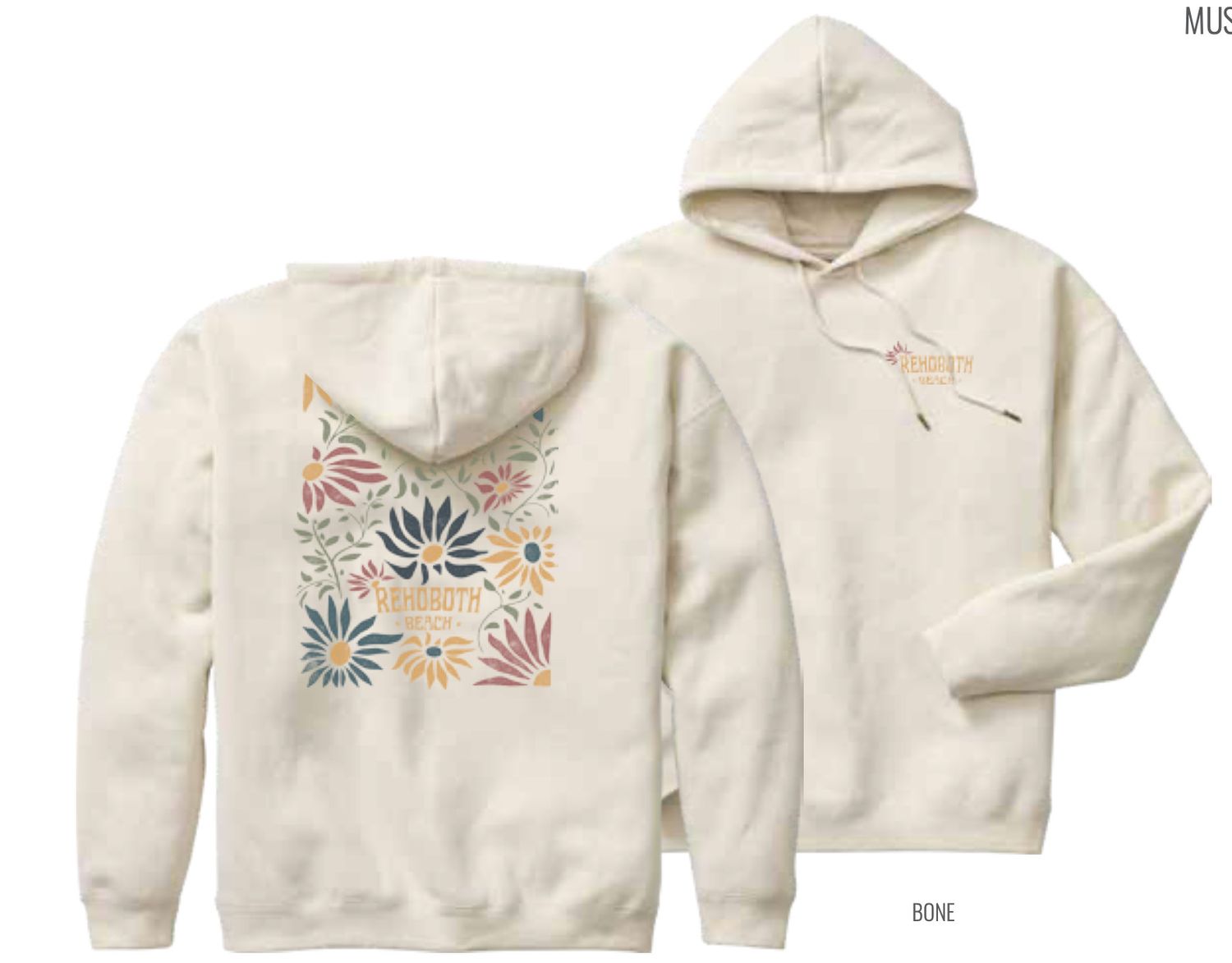 ILLUMINATION FLORAL RELAXED HOODIE, Color: BONE, Size: XS