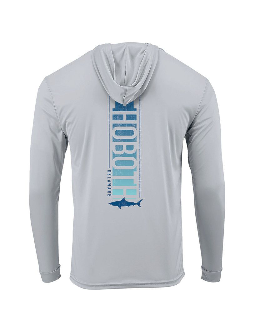 OUT OF HAND SHARK SOLAR HOODED LS TEE, Color: STEEL GREY, Size: S