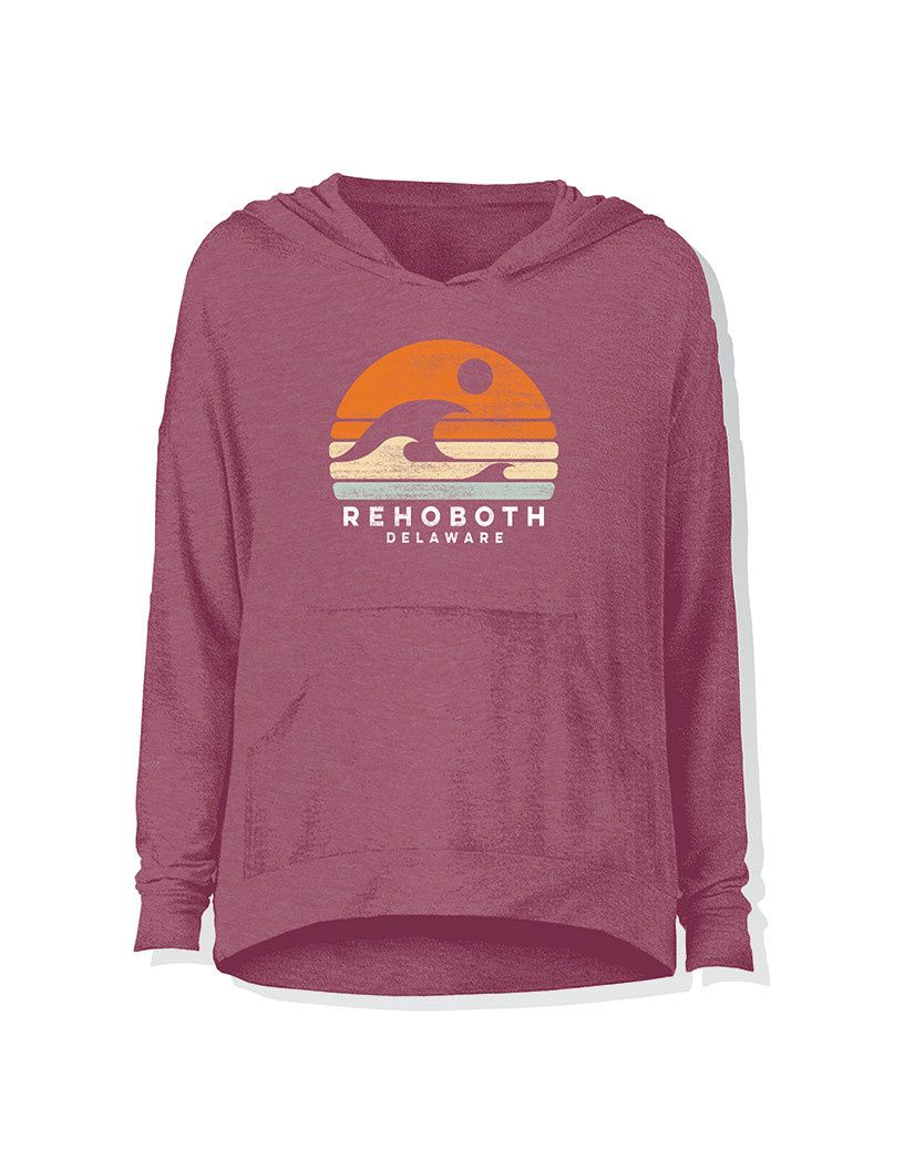 LIGHTWEIGHT WOMENS HOODIE MAROON BARRIER WAVE