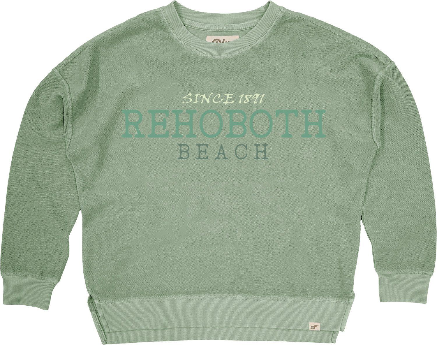 REVERSE TERRY EMBROIDERED CREWNECK, Color: AGAVE, Size: S