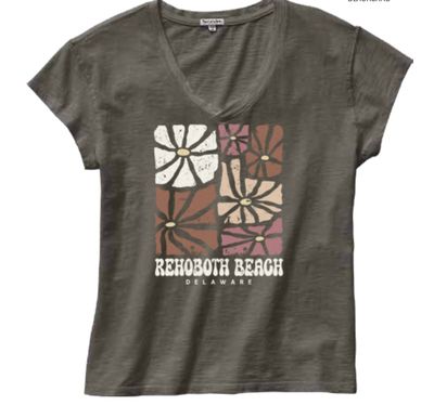 PIGMENT DYED FLOWERSHOP VNECK SS TEE