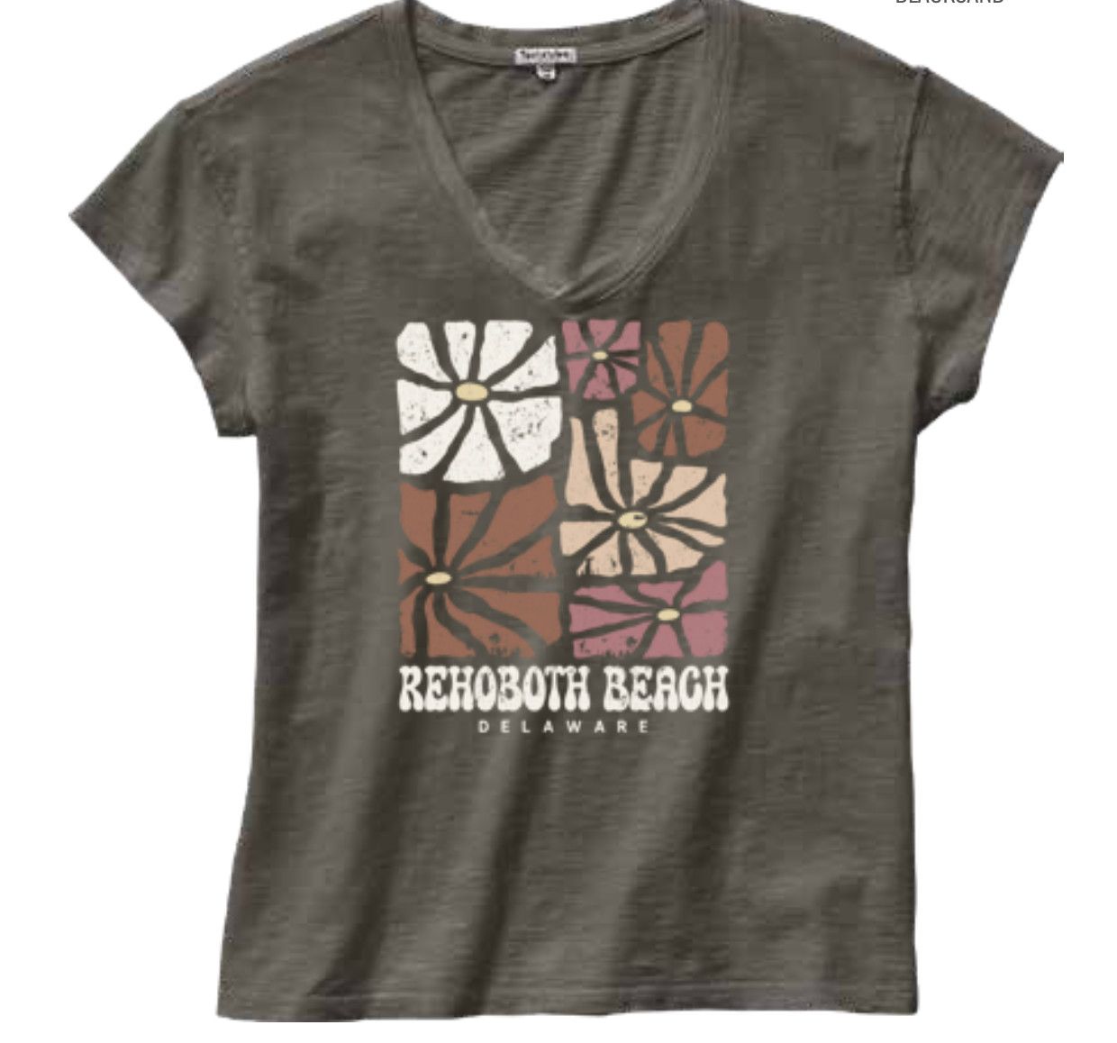 PIGMENT DYED FLOWERSHOP VNECK SS TEE, Color: BLACKSAND, Size: S