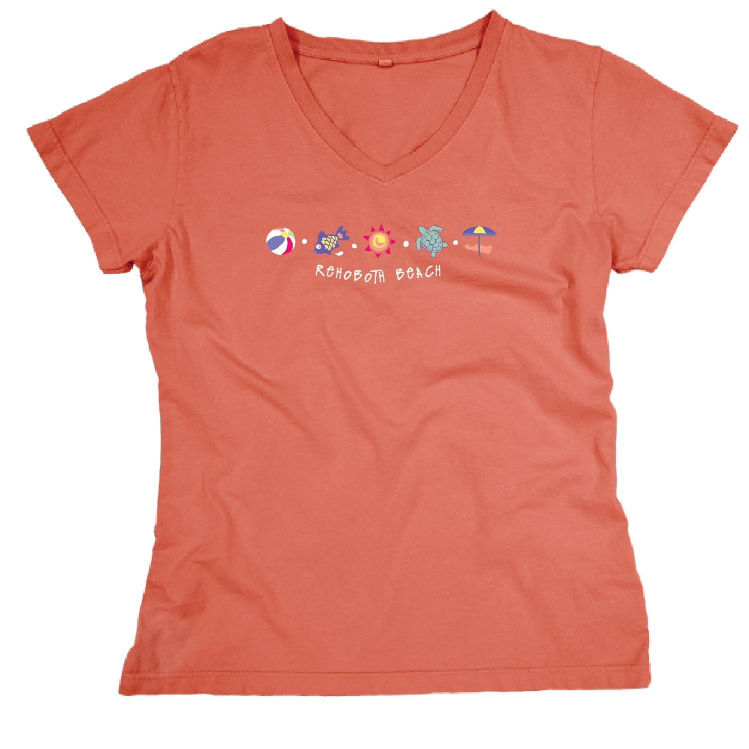 WOMENS BOONDOGGLE EMB VNECK TEE, Color: CORAL, Size: S