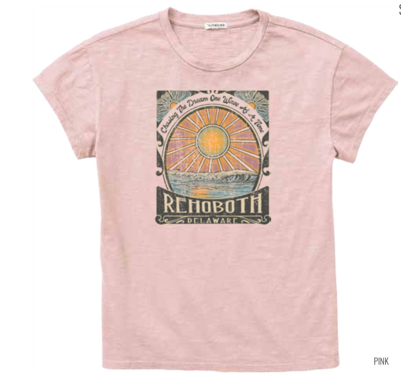 PIGMENT DYED CHASING DREAMS SS TEE, Color: PINK, Size: S