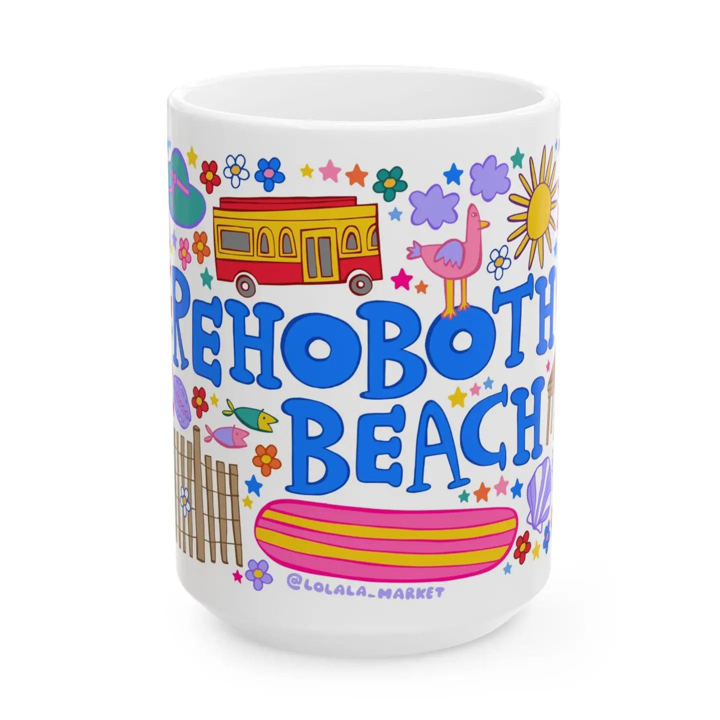 BEACH SCRIBBLES COFFEE MUG, Color: 15 OZ