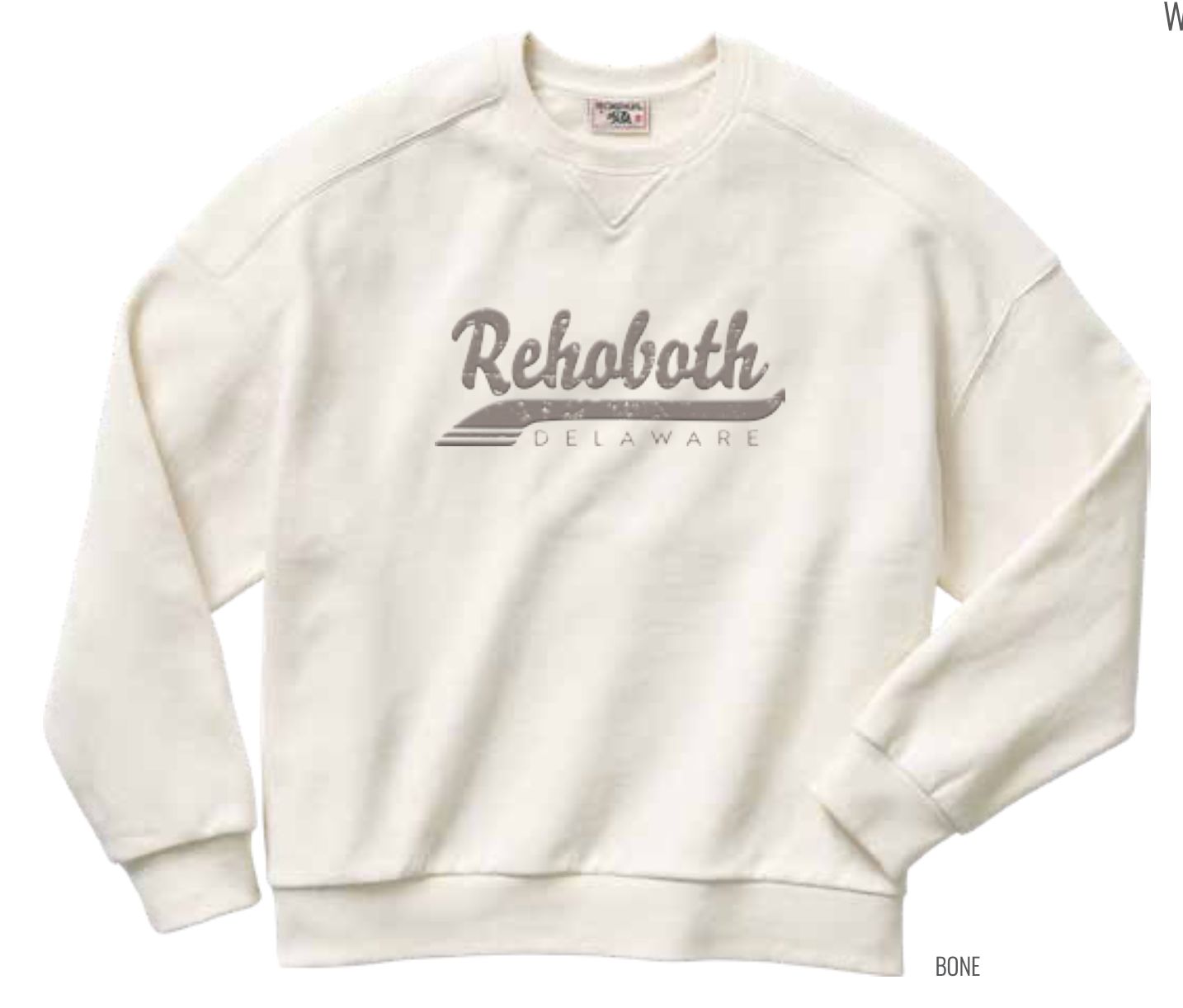 TONAL SCRIPT RELAXED CREWNECK, Color: BONE, Size: XS
