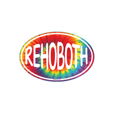 BEACH STICKER RAINBOW TIEDYE OVAL