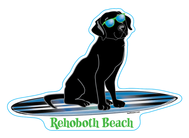 BEACH STICKER HOLLER BACK SURFING BLACK LAB