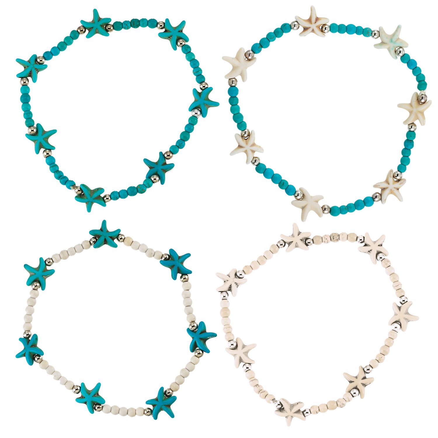 STRETCHY BEADED ANKLET STARFISH ADJUSTABLE