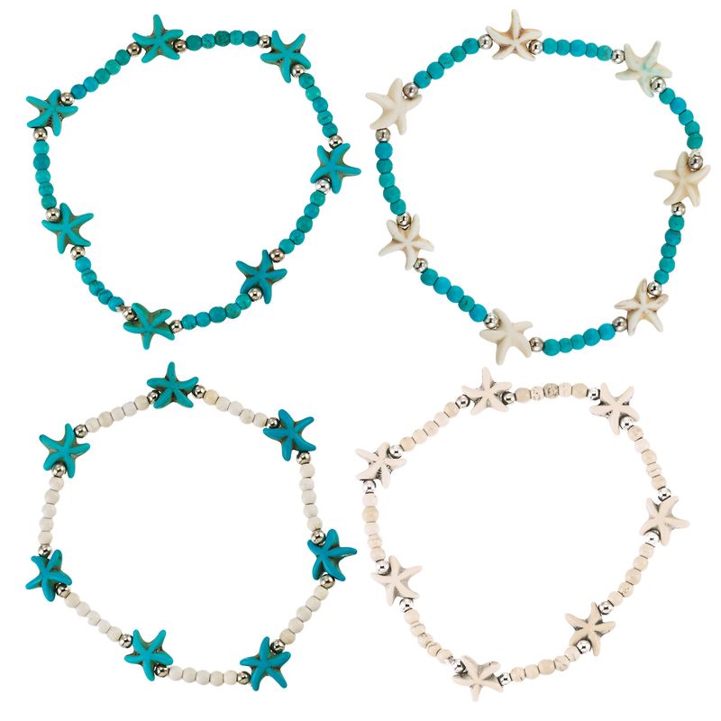 STRETCHY BEADED ANKLET STARFISH ADJUSTABLE