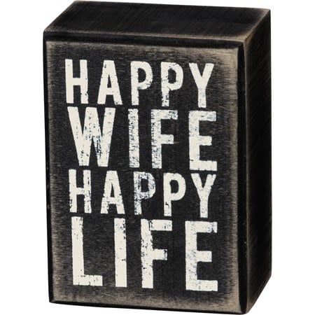 ATTITUDE BLOCK SIGNS HAPPY WIFE HAPPY LIFE