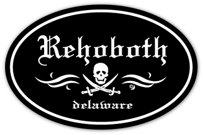 EURO STICKER 5.75 x 3.875 OVAL REHOBOTH PIRATE BLACK